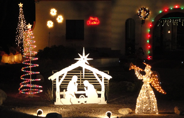 Nativity with lighted star